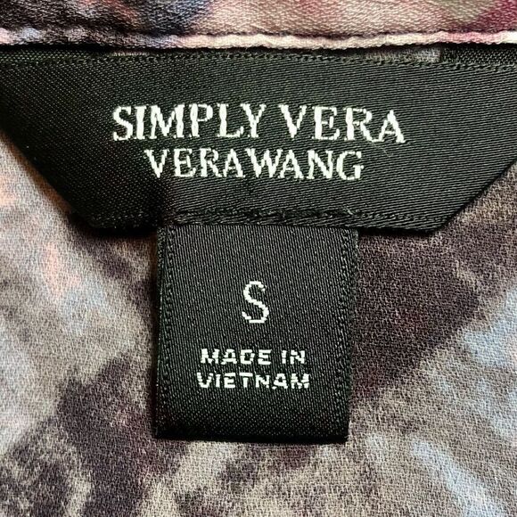 Simply Vera Vera Wang Chiffon Button Down Sleeveless Top Purple/Black Women’s Sm - Picture 6 of 6